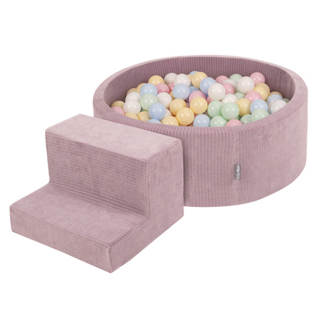 KiddyMoon Piankowy plac zabaw STRIPES PPZP-OK30VS-122 z piłeczkami Zabawka plac zabaw, fioletowy: pastelowy niebieski-pastelowy żółty-biały-mięta-pudrowy róż