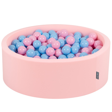 KiddyMoon Suchy basen okrągły z piłeczkami 7cm Zabawka basen piankowy, różowy: pudrowy róż-babyblue