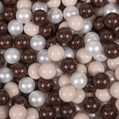 KiddyMoon Plastikowe piłeczki 7cm Zabawka zestaw kulek, pastelowy beż-brązowy-perła