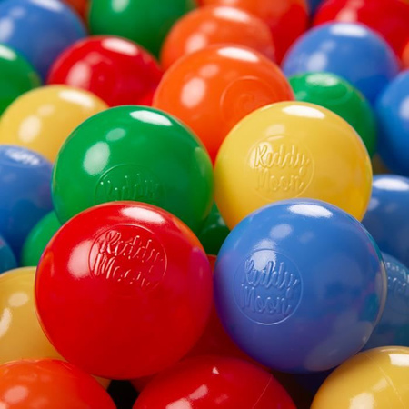 KiddyMoon Plastikowe piłeczki 6cm Іграшка набір кульок, жовтий-зелений-синій-червоний-помаранчевий