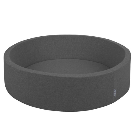 KiddyMoon Suchy basen okrągły z piłeczkami 7cm 120x30 Іграшка пінопластовий басейн, темно-сірий: сірий-білий-прозорий-блакитний