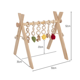 KiddyMoon Stojak gimnastyczny dla niemowląt BT-001 Zabawka edukacyjna, natural
