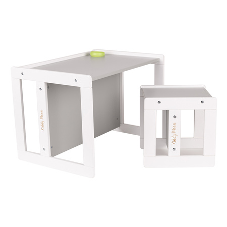 KiddyMoon Stolik + krzesło TC-002 Меблі комплект меблів, білий/сірий