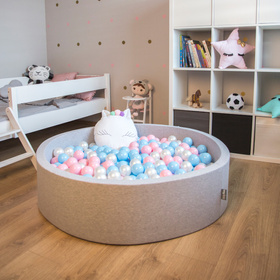 KiddyMoon Plastikowe piłeczki 7cm Zabawka zestaw kulek, babyblue-pudrowy róż-perła
