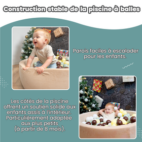 KiddyMoon Suchy basen okrągły z piłeczkami 7cm Zabawka basen piankowy, ciemnoszary: perła-niebieski-babyblue-transparent-srebrny