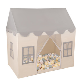 KiddyMoon Domek dla dzieci PH-002 z piłeczkami 7cm Іграшка намет для дітей, біло-сірий: пастельний бежево-зелено-сірий-пастельний жовтий-білий