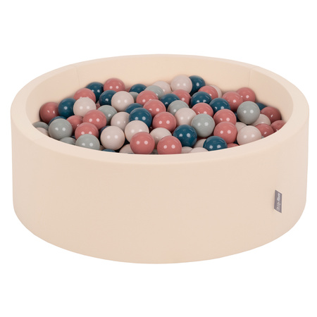 KiddyMoon Suchy basen okrągły z piłeczkami 7cm Іграшка пінопластовий басейн, бежевий