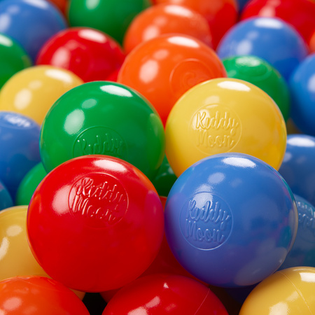 KiddyMoon Plastikowe piłeczki 6cm Іграшка набір кульок, жовтий-зелений-синій-червоний-помаранчевий