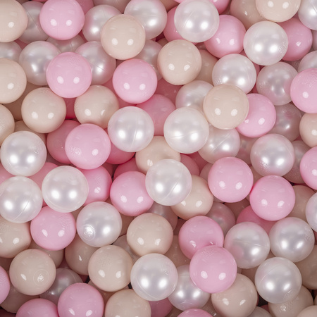 KiddyMoon Suchy basen okrągły z piłeczkami 7cm Zabawka basen piankowy, różowy: pastelowy beż-pudrowy róż-perła