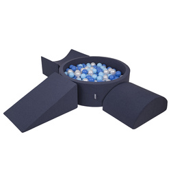 KiddyMoon Piankowy plac zabaw PPZP-OK30D-114 z piłeczkami Іграшка ігровий майданчик, темно-синій: baby blue-синій-перлина
