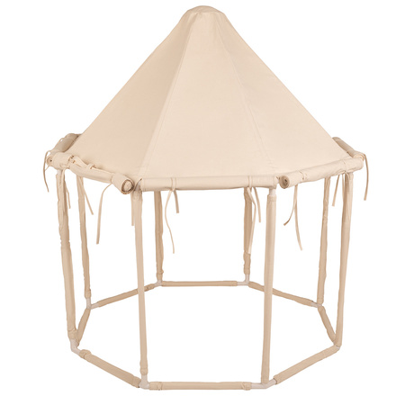 KiddyMoon Namiot dla dzieci NK-002 z piłeczkami 7cm Zabawka namiot dla dzieci, natural: pastelowy beż-pastelowy żółty-biały-mięta-pudrowy róż
