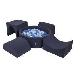 KiddyMoon Piankowy plac zabaw PPZP-OK30D-135 z piłeczkami Іграшка ігровий майданчик, темно-синій: baby blue — синій — перламутровий