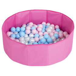 Suchy basen składany BS-100X z piłeczkami 6cm Іграшка текстильний басейн, рожевий: babyblue-пудровий рожевий-перлина