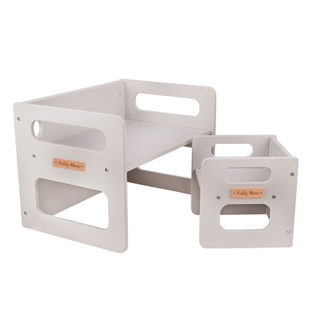 KiddyMoon Stolik + krzesło TC-001 Mebel zestaw mebelków, MDF grey