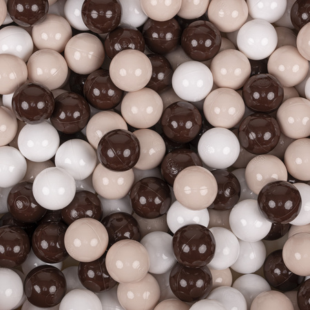 KiddyMoon Plastikowe piłeczki 7cm Zabawka zestaw kulek, pastelowy beż-brązowy-biały