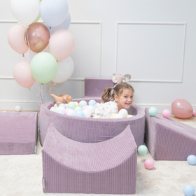 KiddyMoon Piankowy plac zabaw STRIPES PPZP-OK30VS-122 z piłeczkami Zabawka plac zabaw, fioletowy: pastelowy niebieski-pastelowy żółty-biały-mięta-pudrowy róż