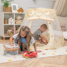 Namiot zamek NZ-100X z piłeczkami 7cm Іграшка намет для дітей, jasny beż: pastelowy beż-biały-mięta