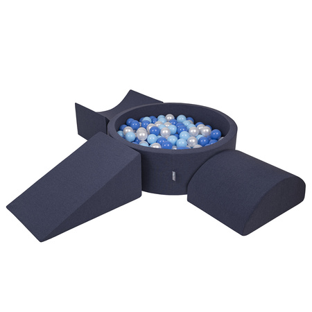 KiddyMoon Piankowy plac zabaw PPZP-OK30D-114 z piłeczkami Іграшка ігровий майданчик, темно-синій: baby blue-синій-перлина