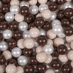 KiddyMoon Plastikowe piłeczki 7cm Zabawka zestaw kulek, pastelowy beż-brązowy-perła