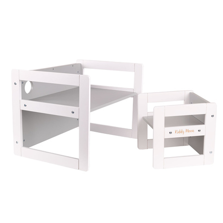 KiddyMoon Stolik + krzesło TC-002 Mebel zestaw mebelków, white/grey