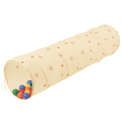 Tunel do zabawy TT-100X z piłeczkami 7cm Іграшка тунель, світло-бежевий: жовтий-зелений-синій-червоний-помаранчевий
