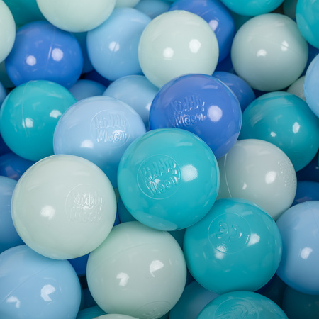 KiddyMoon Plastikowe piłeczki 6cm Іграшка набір кульок, м'ята-бебі-блю-бірюзовий-синій