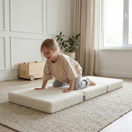 KiddyMoon MATERAC z poduszką TEDDY KMMP-1650 Меблі пінопластовий, вершковий