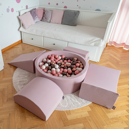 KiddyMoon Plastikowe piłeczki 7cm Zabawka zestaw kulek, brązowy-miedziany-pastelowy beż-łososiowy