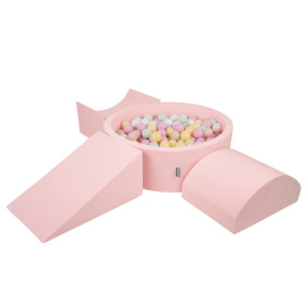 KiddyMoon Piankowy plac zabaw PPZP-OK30D-114 z piłeczkami Іграшка ігровий майданчик, рожевий: пастельний бежевий-пастельний жовтий-білий-м'ята-пудровий рожевий