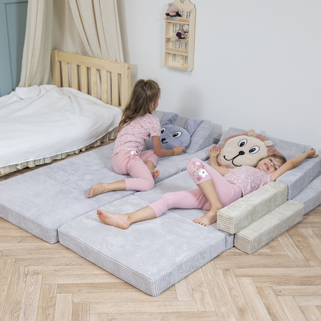 KiddyMoon MATERAC z poduszką KMMP-1650 Меблі пінопластовий, світло-сірий