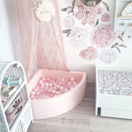 KiddyMoon Plastikowe piłeczki 7cm Zabawka zestaw kulek, pudrowy róż-perła-transparent