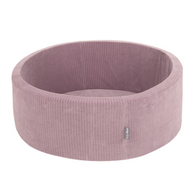 KiddyMoon Suchy basen okrągły STRIPES z piłeczkami 7 cm Zabawka basen piankowy, fioletowy: pastelowy beż-biały-perła