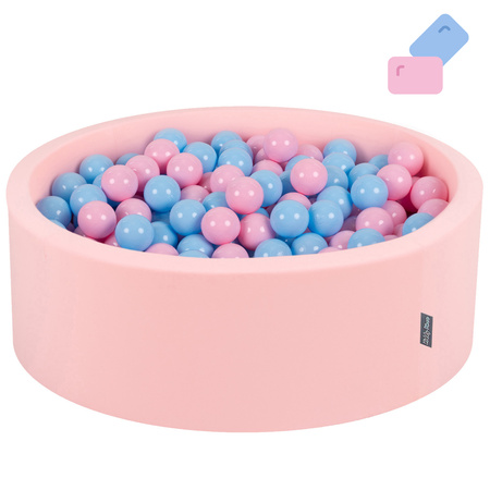 KiddyMoon Suchy basen okrągły z piłeczkami 7cm Zabawka basen piankowy, różowy: pudrowy róż-babyblue