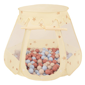 Namiot zamek NZ-100X z piłeczkami 7cm Іграшка намет для дітей, jasny beż: pastelowy beż-pastelowy niebieski-łososiowy