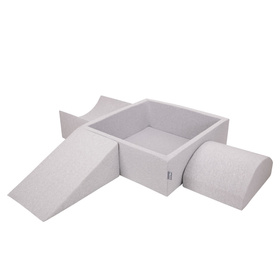 KiddyMoon Piankowy plac zabaw PPZP-KW30D-114 z piłeczkami Zabawka plac zabaw, jasnoszary: szary-biały-turkus