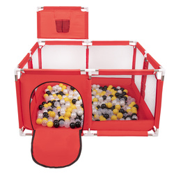 Boisko KK-100X z piłeczkami 6cm Іграшка манеж, червоний: чорний-перлина-жовтий-прозорий