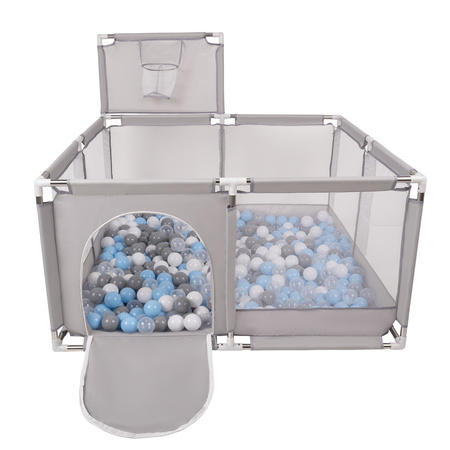 Boisko KK-100X z piłeczkami 6cm Zabawka kojec, szary: szary-biały-transparent-babyblue