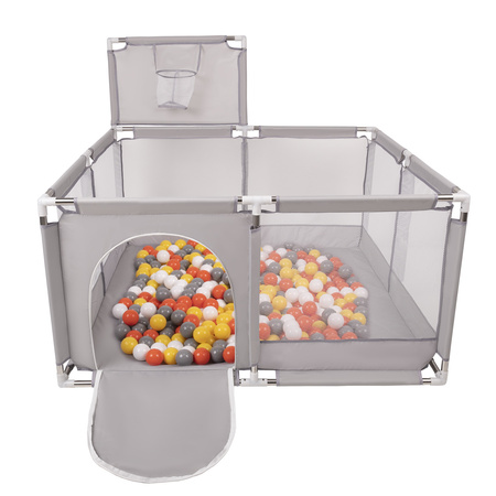 Boisko KK-100X z piłeczkami 6cm Іграшка манеж, сірий: жовтий-білий-сірий-помаранчевий