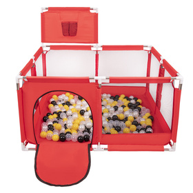 Boisko KK-100X z piłeczkami 6cm Іграшка манеж, червоний: чорний-перлина-жовтий-прозорий