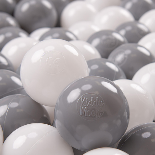 KiddyMoon Plastikowe piłeczki 7cm Іграшка набір кульок, біло-сірий