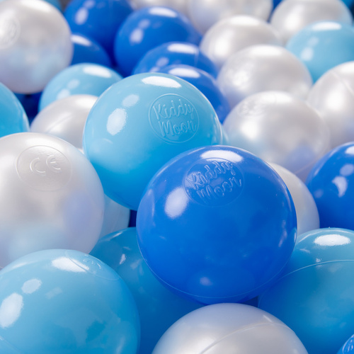 KiddyMoon Plastikowe piłeczki 7cm Іграшка набір кульок, babyblue-блакитний-перлина