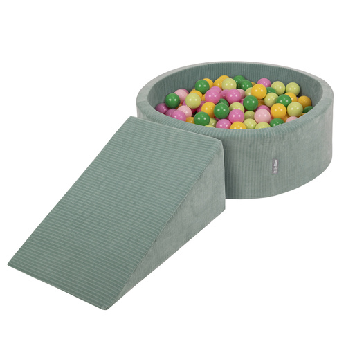 KiddyMoon Piankowy plac zabaw STRIPES PPZP-OK30VS-112 z piłeczkami Іграшка ігровий майданчик, зелений: світло-зелений-зелений-жовтий-пудрово-рожевий-рожевий